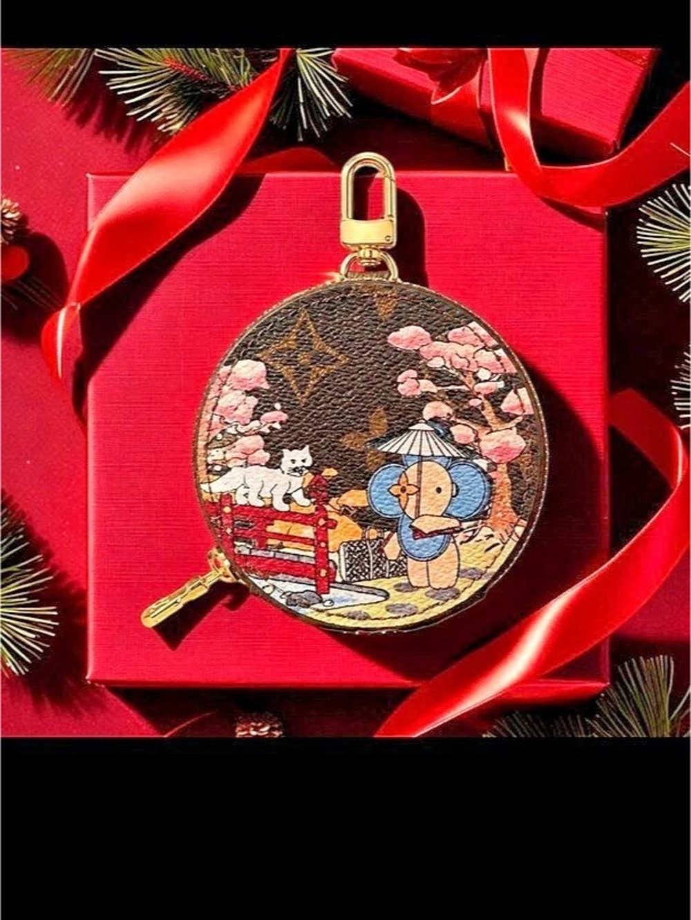 Louis Vuitton Mini Bag Charm in Brown & Pink Like New
